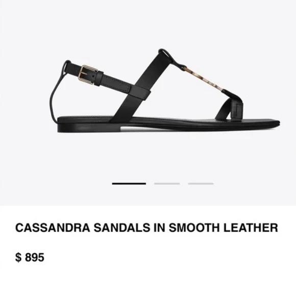 Saint Laurent Black Cassandra Sandals GUC size 6 - Picture 3 of 4